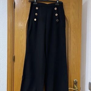 H&M Black Wide Leg Pants with Gold Buttons